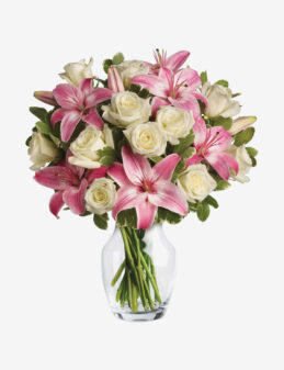Swirling Beauty - Pink Roses & Lilies Bouquet